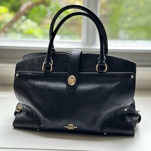 Black leather Coach handbag- satchel style